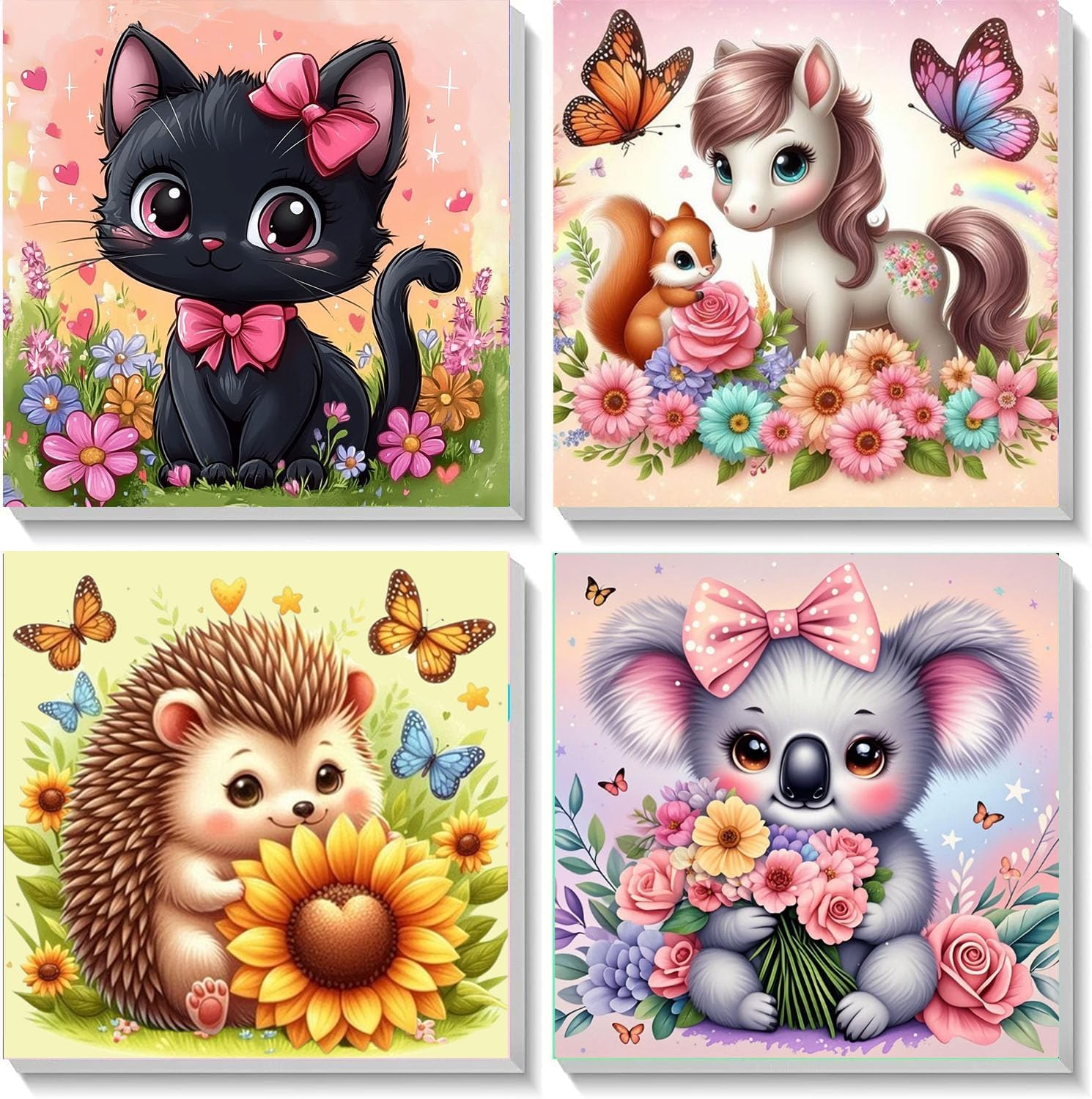 YarnWhimsy 4 Pack Paint by Numbers Kit for Kids with Frame- Animals Paint by Numbers for Kids Ages 4 8 12, Easy Elephants Horses Cows Deer DIY Acrylic Oil Painting Kits for Home Wall Decor(8X8inch) - Image 8