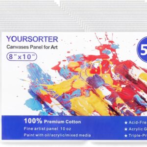 YOURSORTER 56 Pack 8x10 Inch Canvas Boards for Painting Bulk, Kids Art Novices Blank Canvases for Painting, Gesso Primed Acid-Free 100% Cotton Canvas Panels for Acrylic Oil Watercolor Tempera Paint