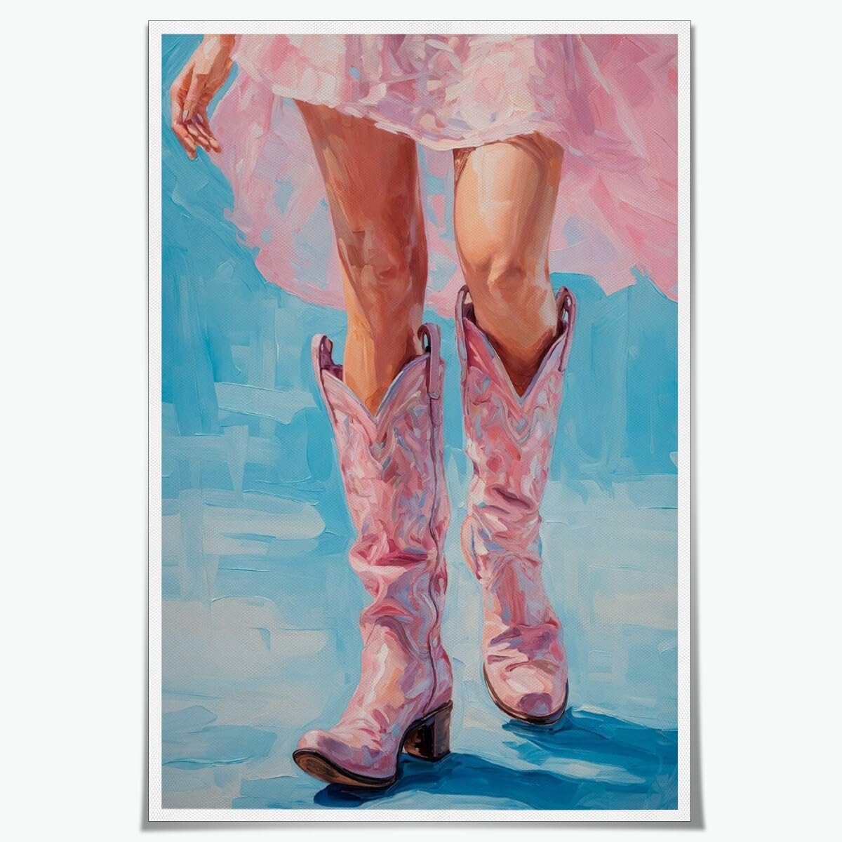 ZBYRQAC Cowgirl In Pink Boots Poster Canva Cowgirl Decor Trendy Wall Art Retro Western Print Home Dorm Room Aesthetic Stylish Elegant Decor Poster Unframed12x18inch